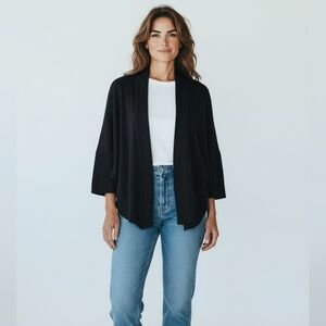 St. John Black Sparkly Santana Knit Cardigan Size Medium